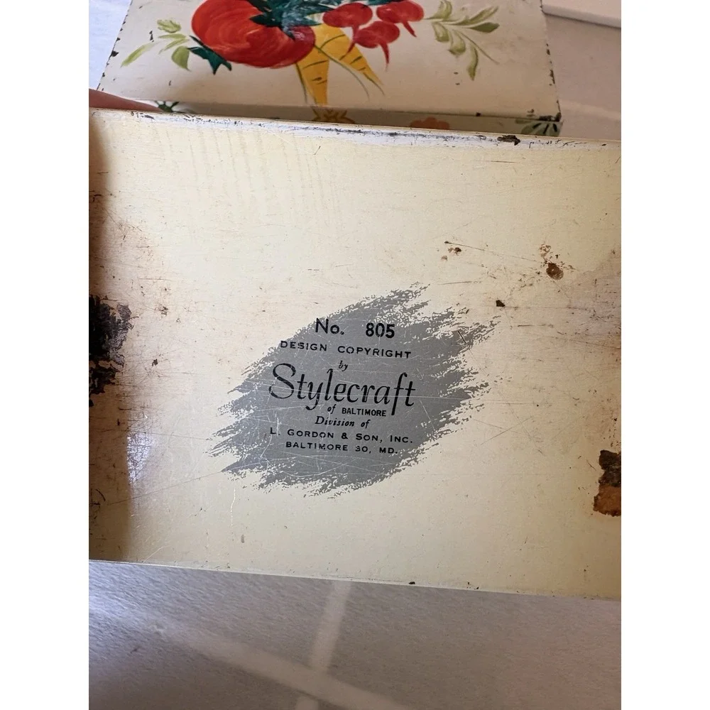 2 Vintage Tin Recipe Boxes Stylecraft Baltimore Metal Litho Mid Century Kitche